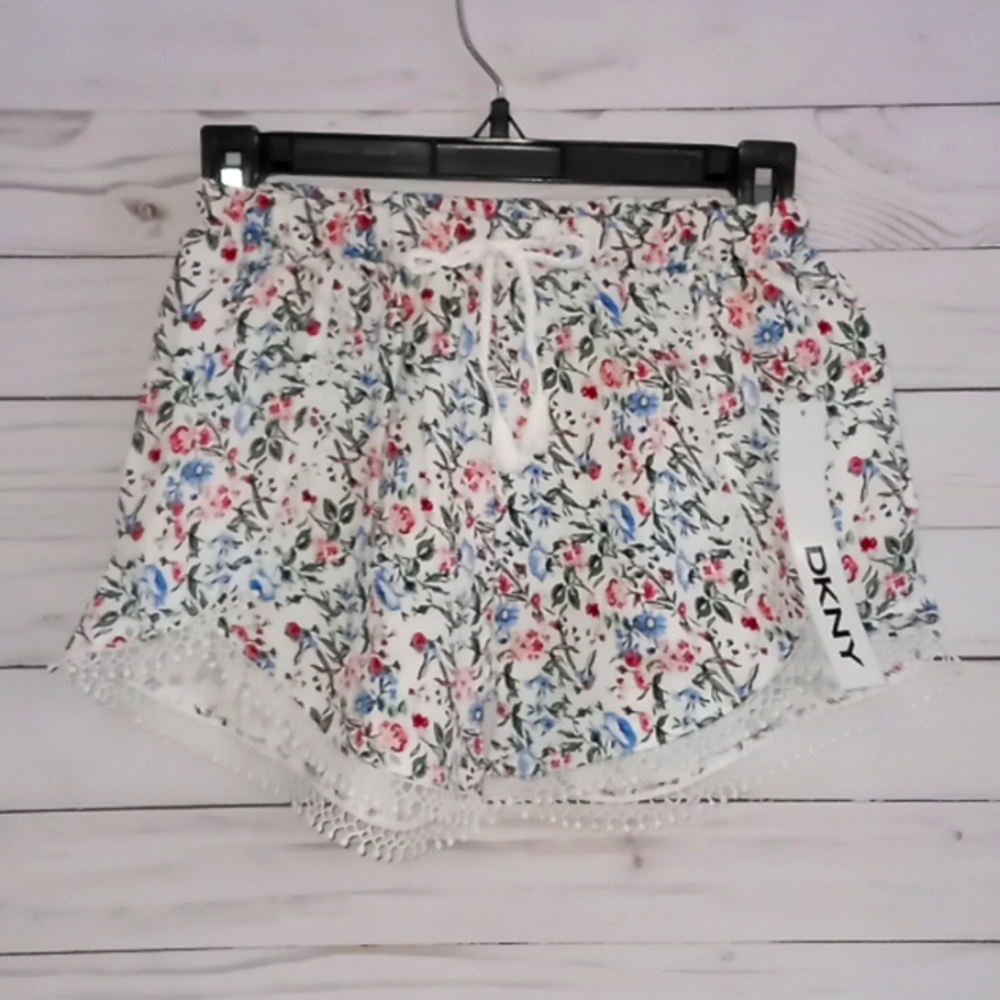DKNY Girls Shorts Floral Crochet Lace Trim Size 6